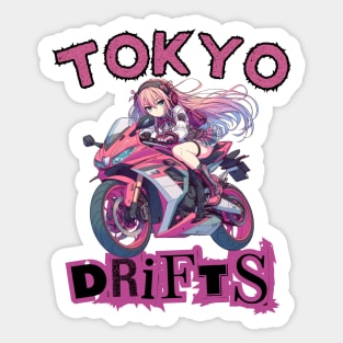 Tokyo Anime girl drifting Sticker